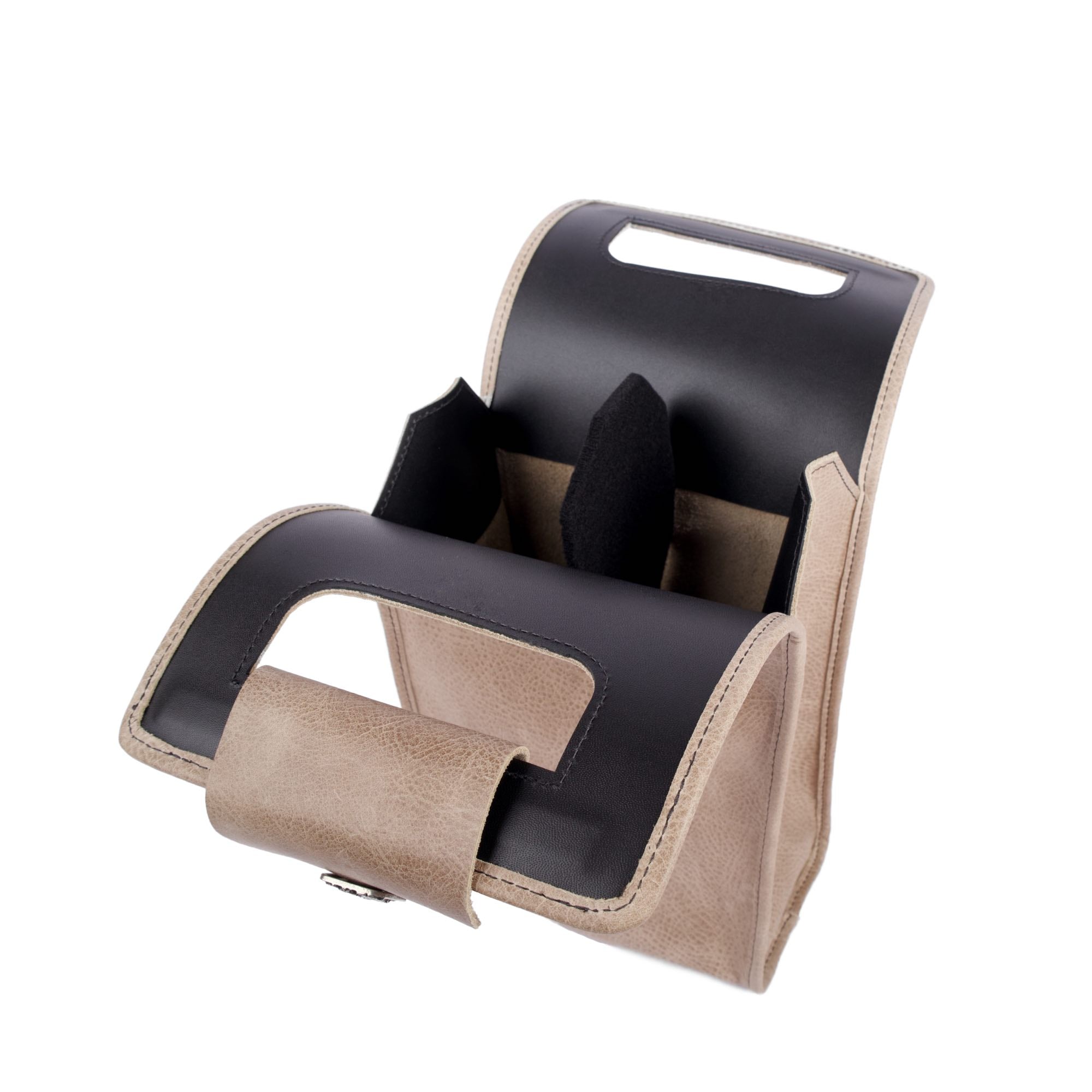 Leather Double Bottle Wine Carrier Bag, Adventure in Desert, interior detail