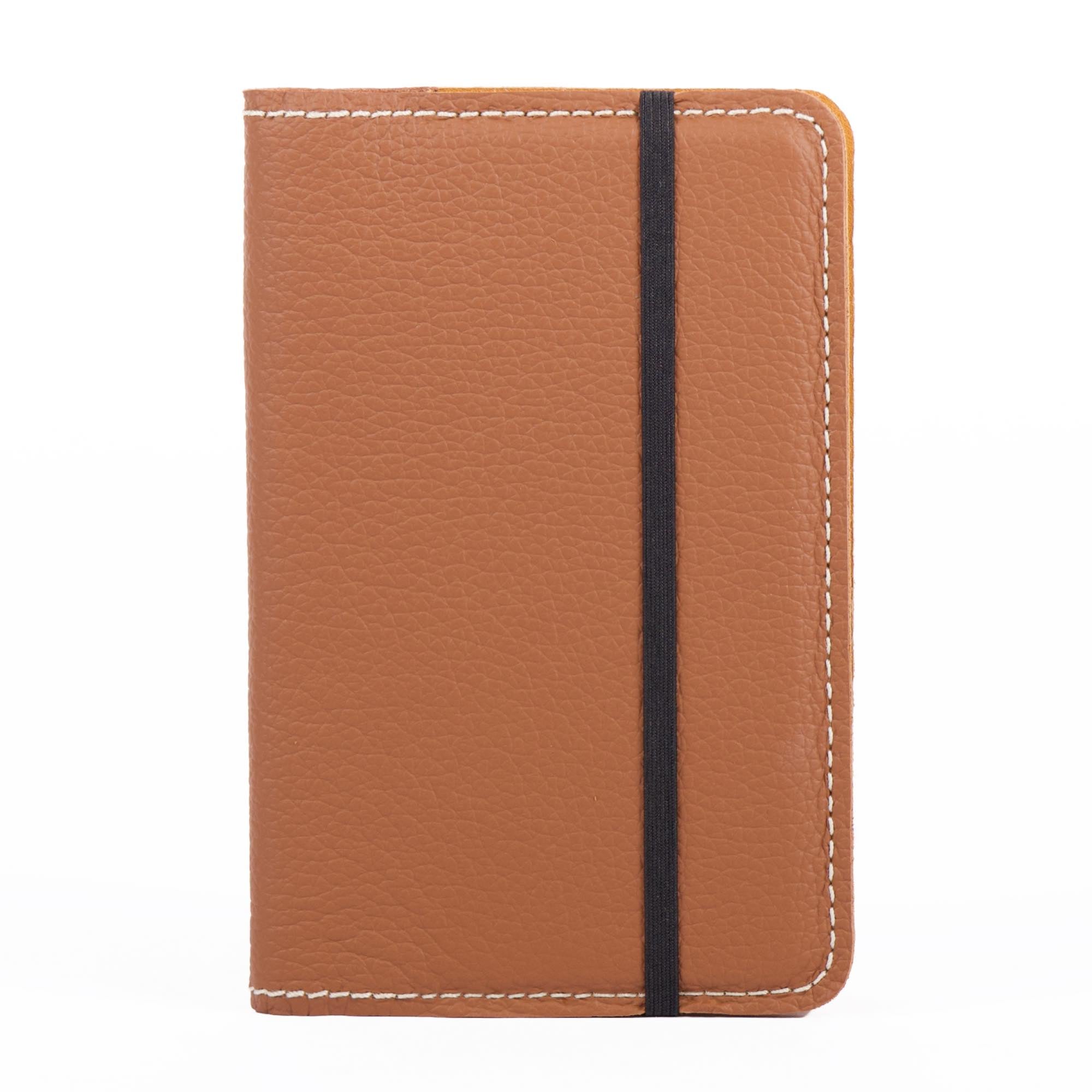 Leather Pocket Notebook with Pacific Leather in Brandy front closed