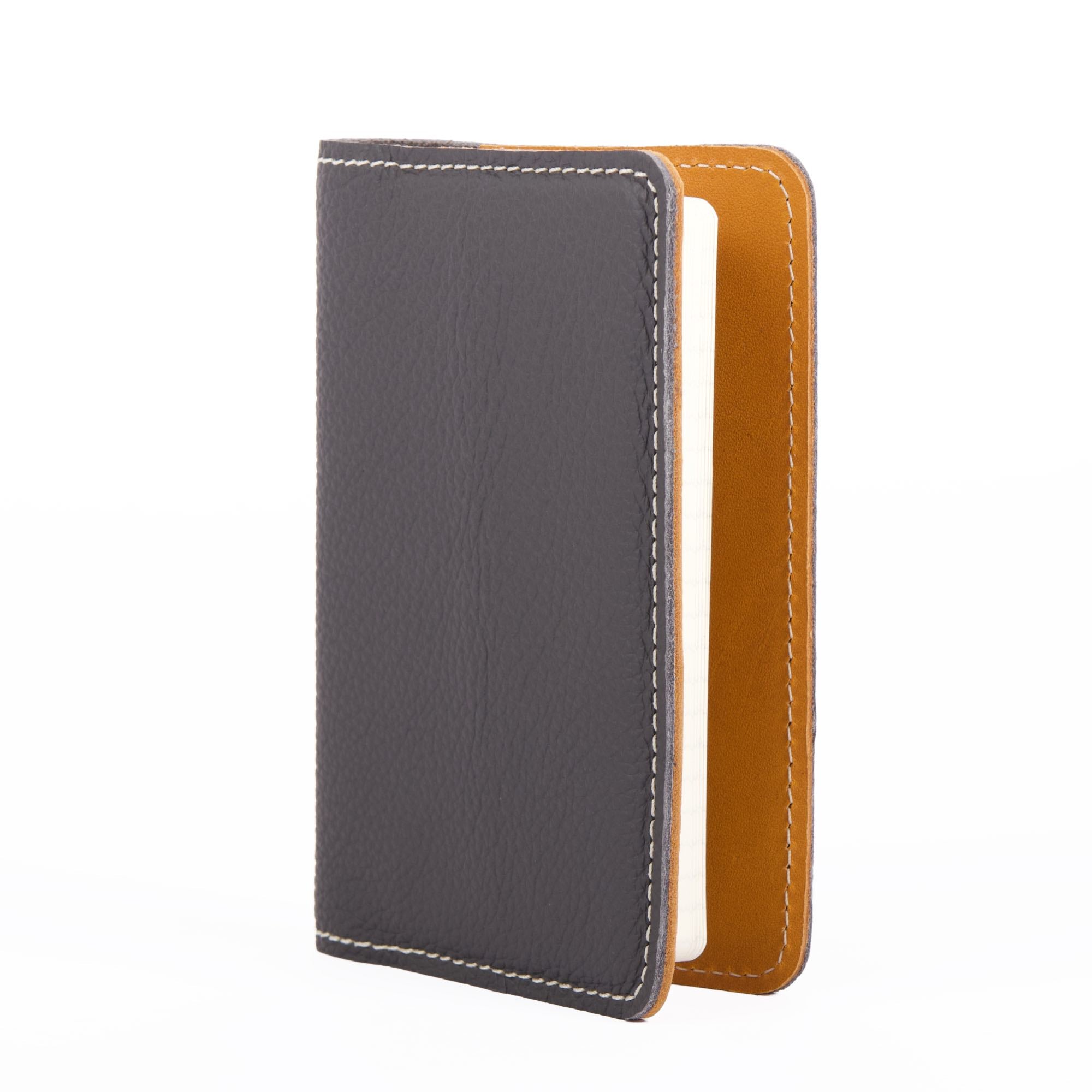 Leather Pocket Notebook Cover with book insert, Charcoal