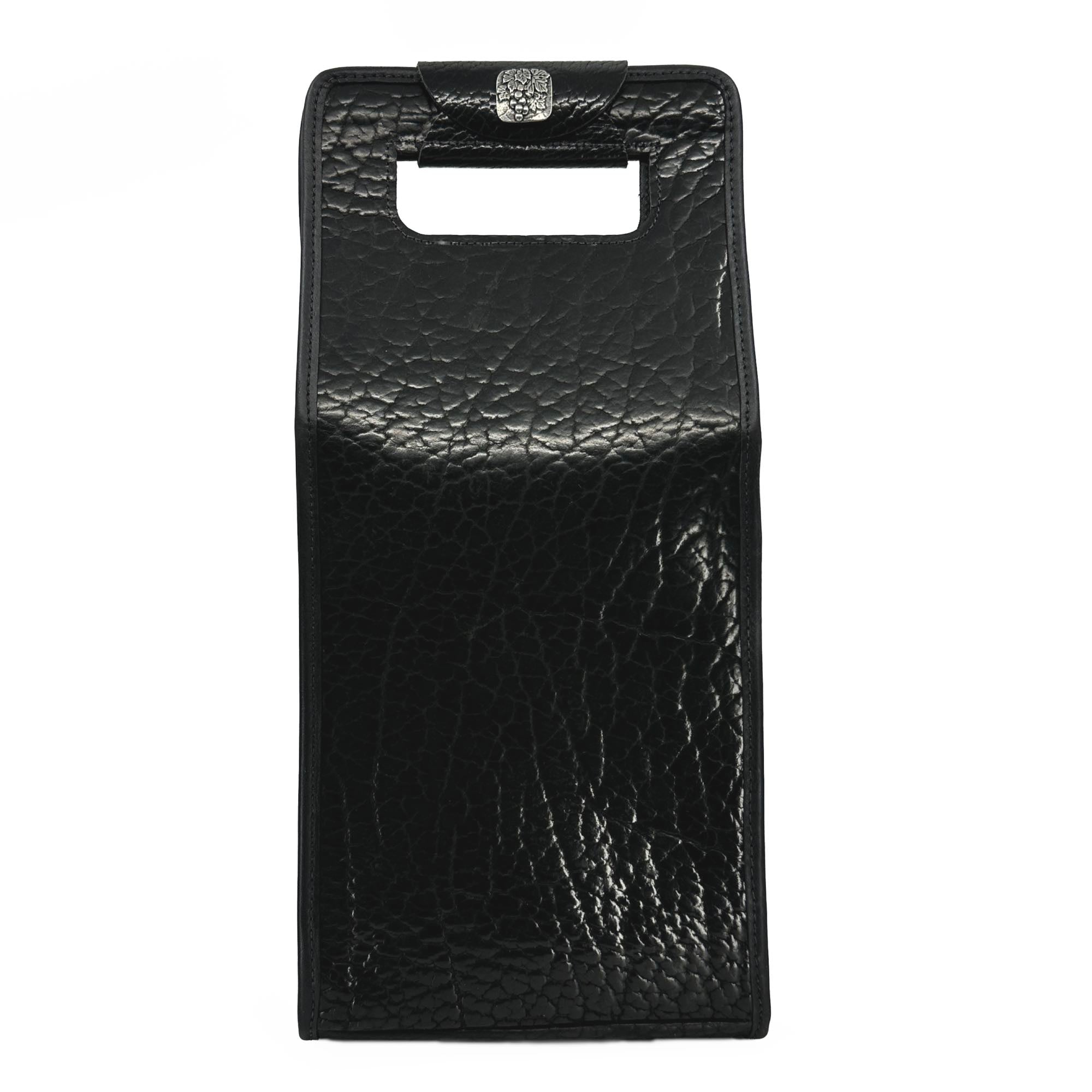 Wine carrier bag, glazed bison, black front
