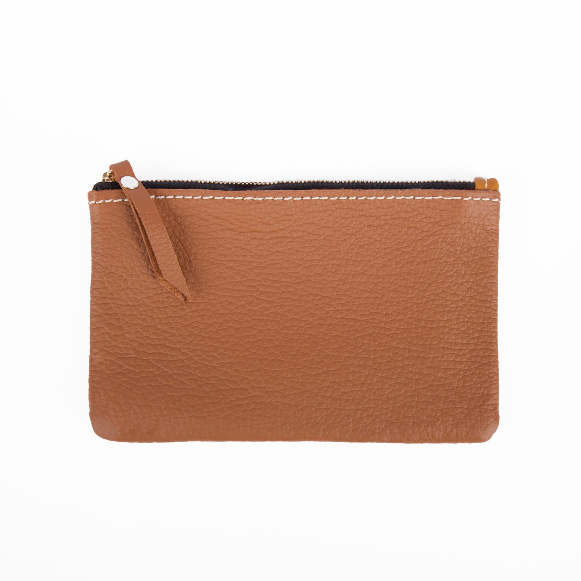 Leather Zipper Pouch, coin purse, wallet, Pacific Brandy