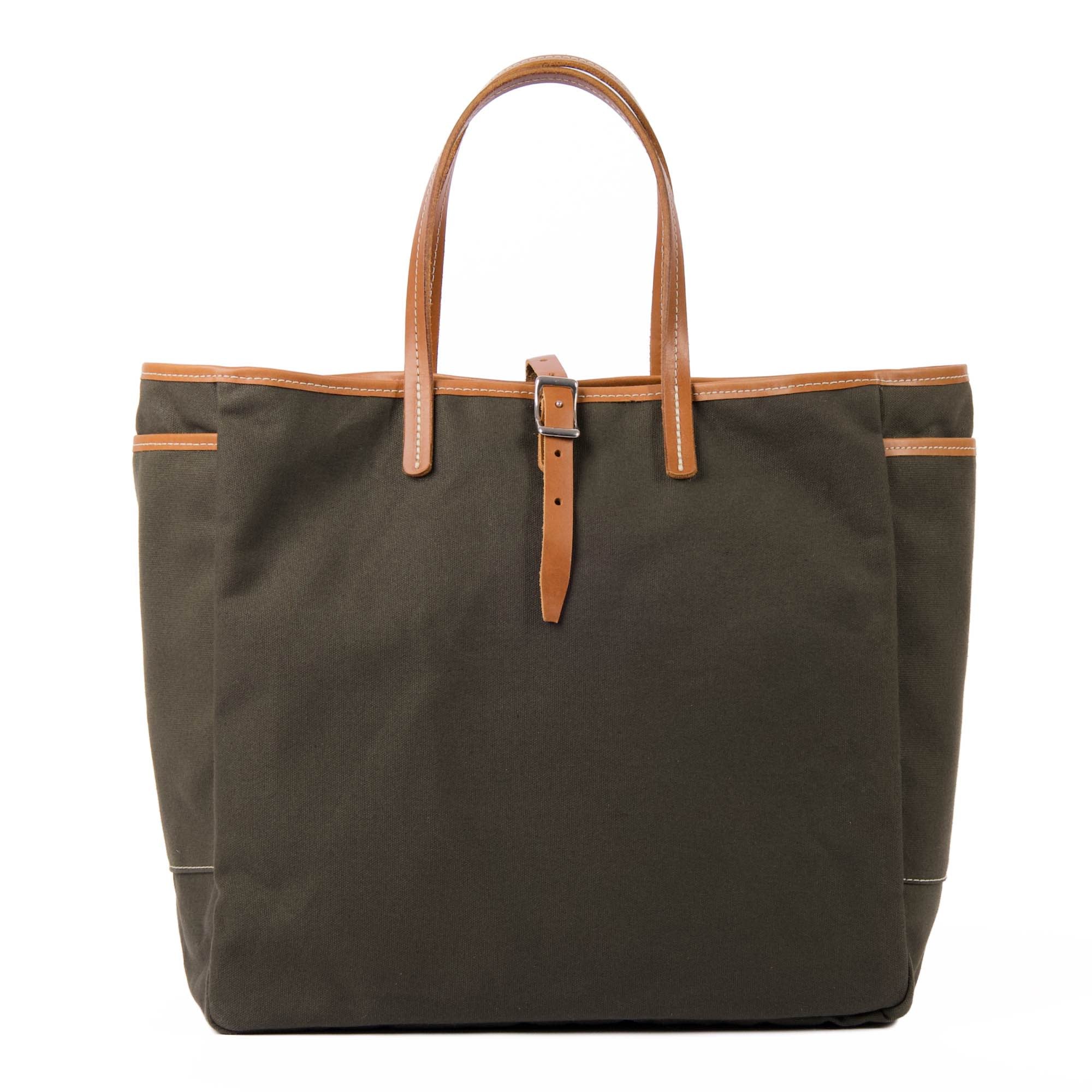 Day and night tote in dark olive canyon by sonoma county leather front