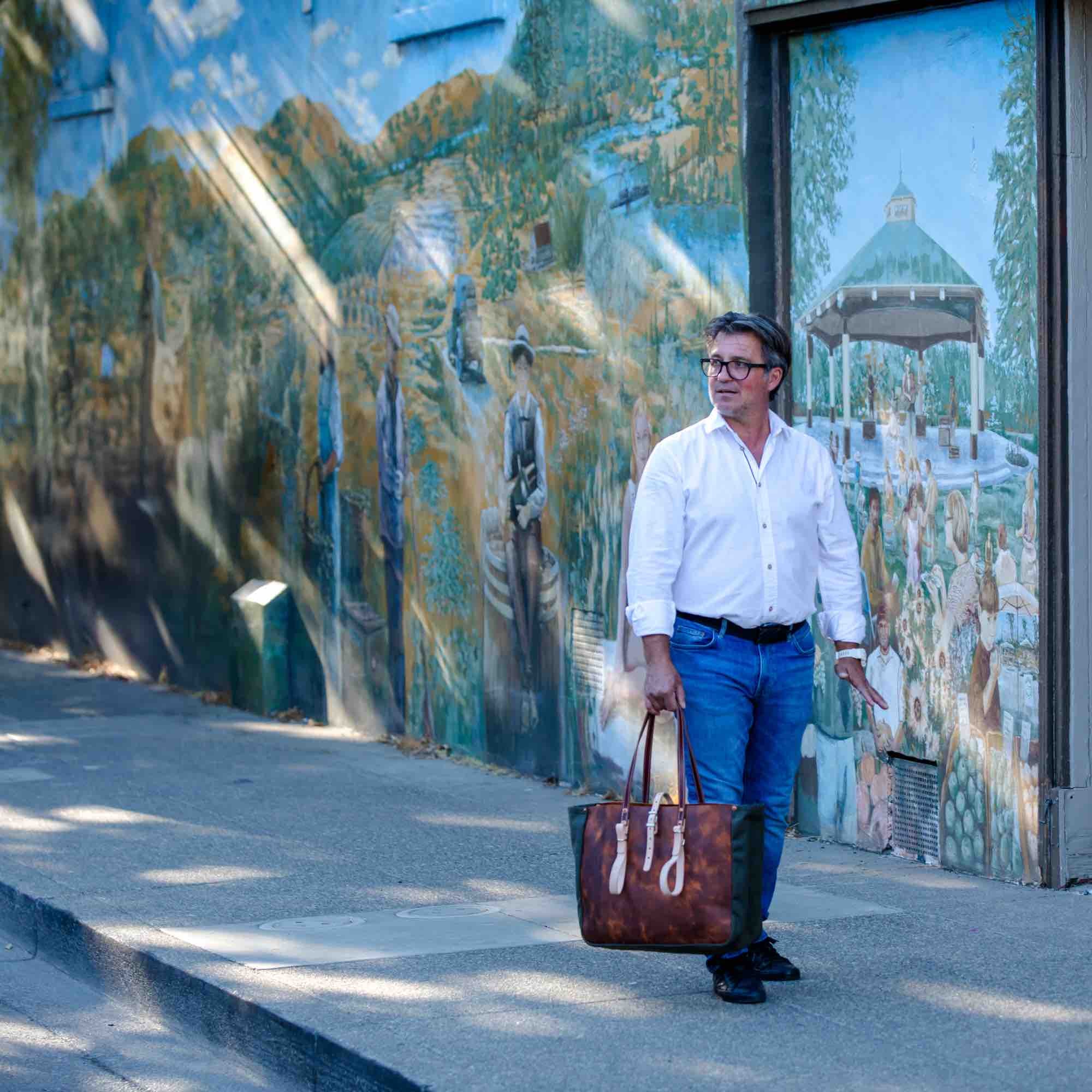 Moon mountain tote by sonoma county leather walking lifestyle