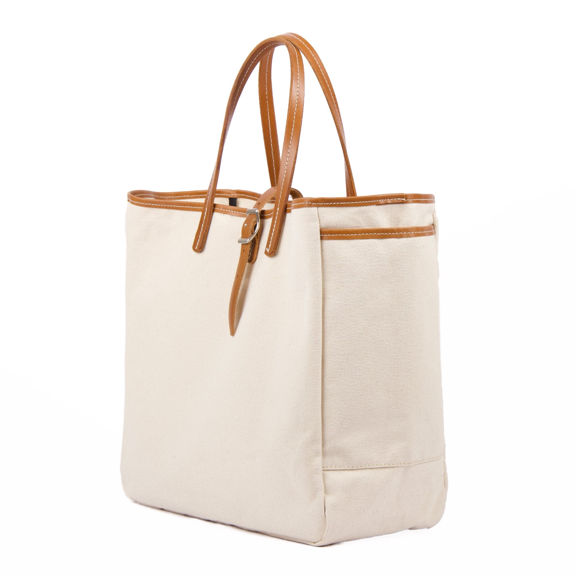 Day and night tote in natural canyon by sonoma county leather side view