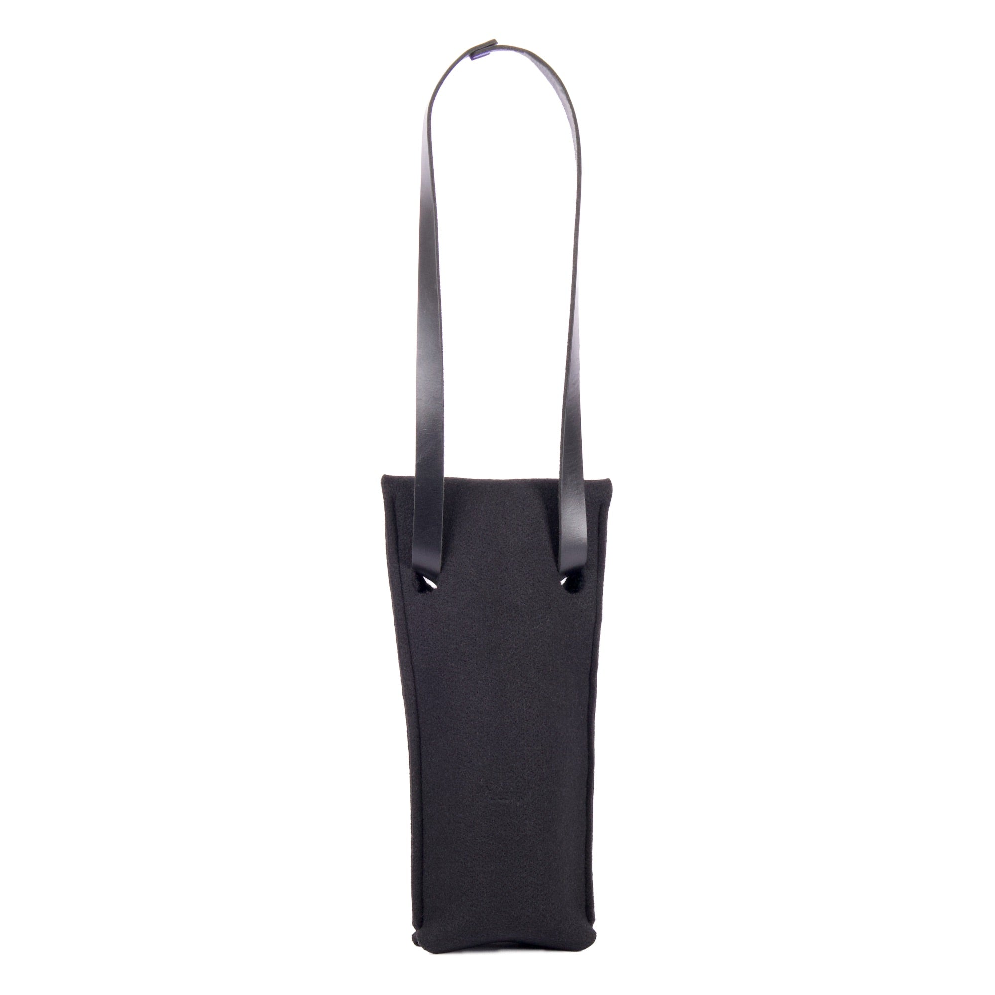 Single bottle felt wine bag by sonoma county leather in black back