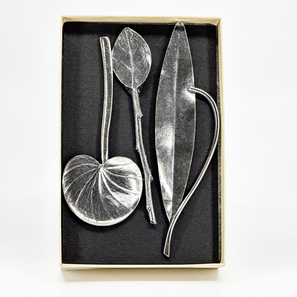 Hand-cast pewter appetizer spreaders by sonoma county leather