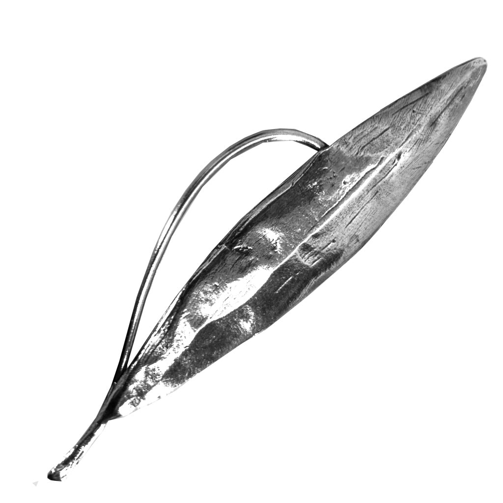 Hand-cast pewter bay leaf appetizer spreader by sonoma county leather