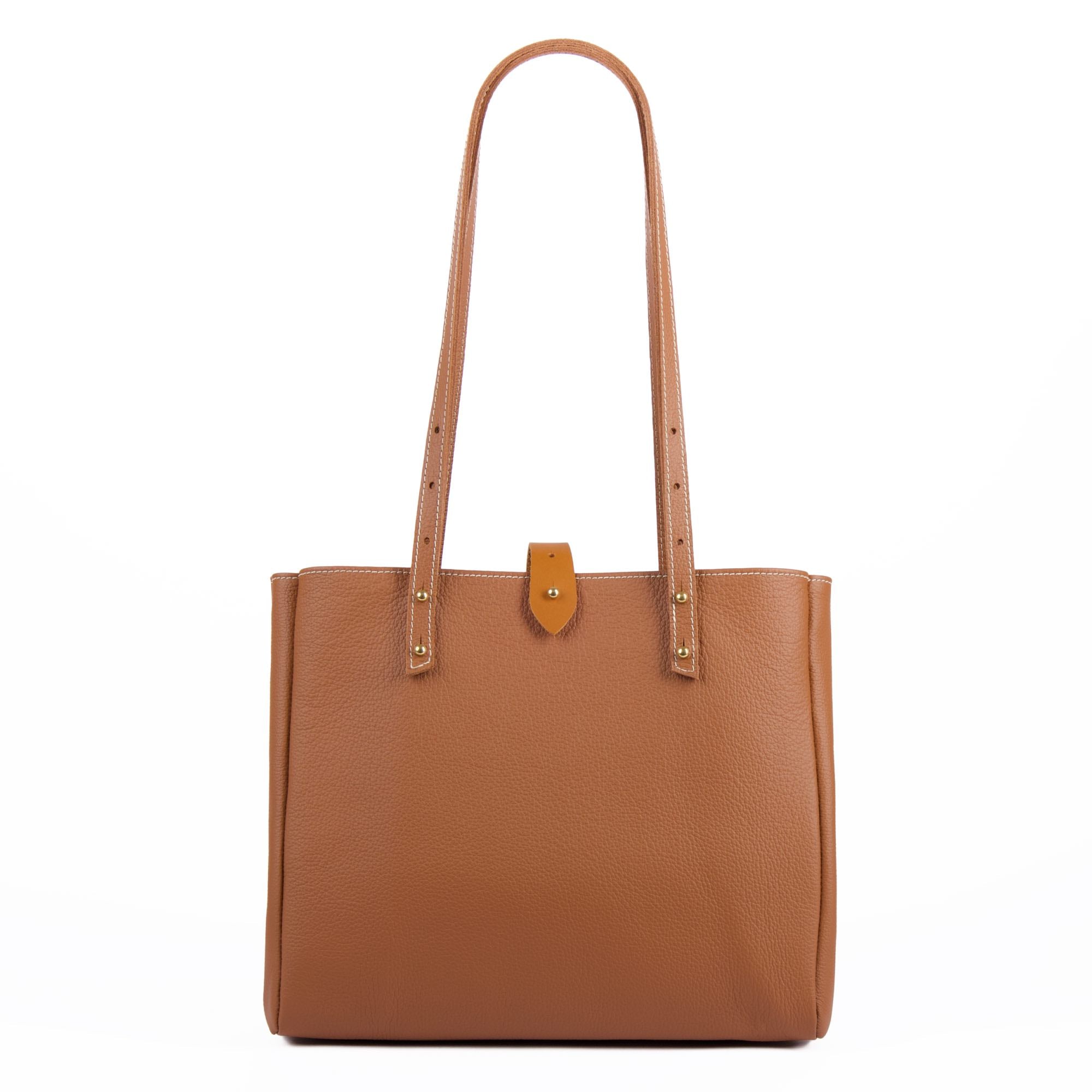 Sonoma tote in brandy pacific by sonoma county leather front