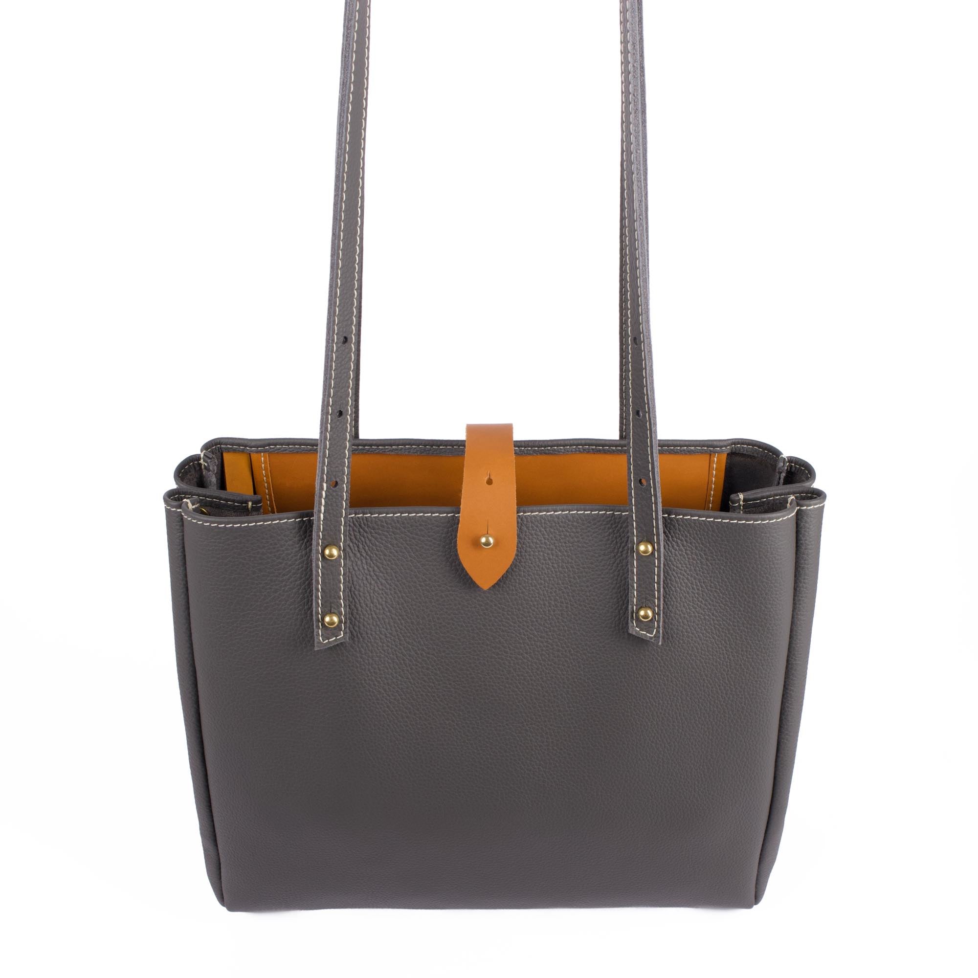 Sonoma tote in charcoal pacific by sonoma county leather front angle