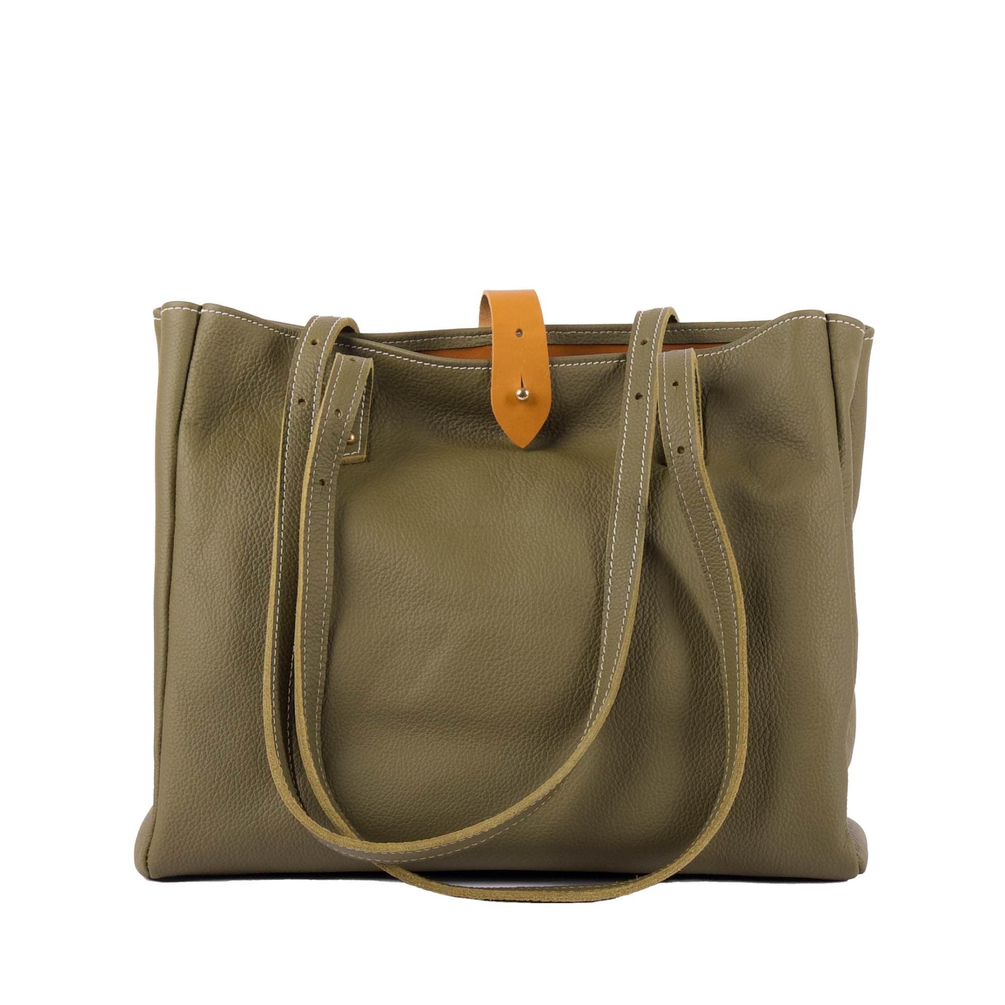 Sonoma tote in sage pacific by sonoma county leather front slouched