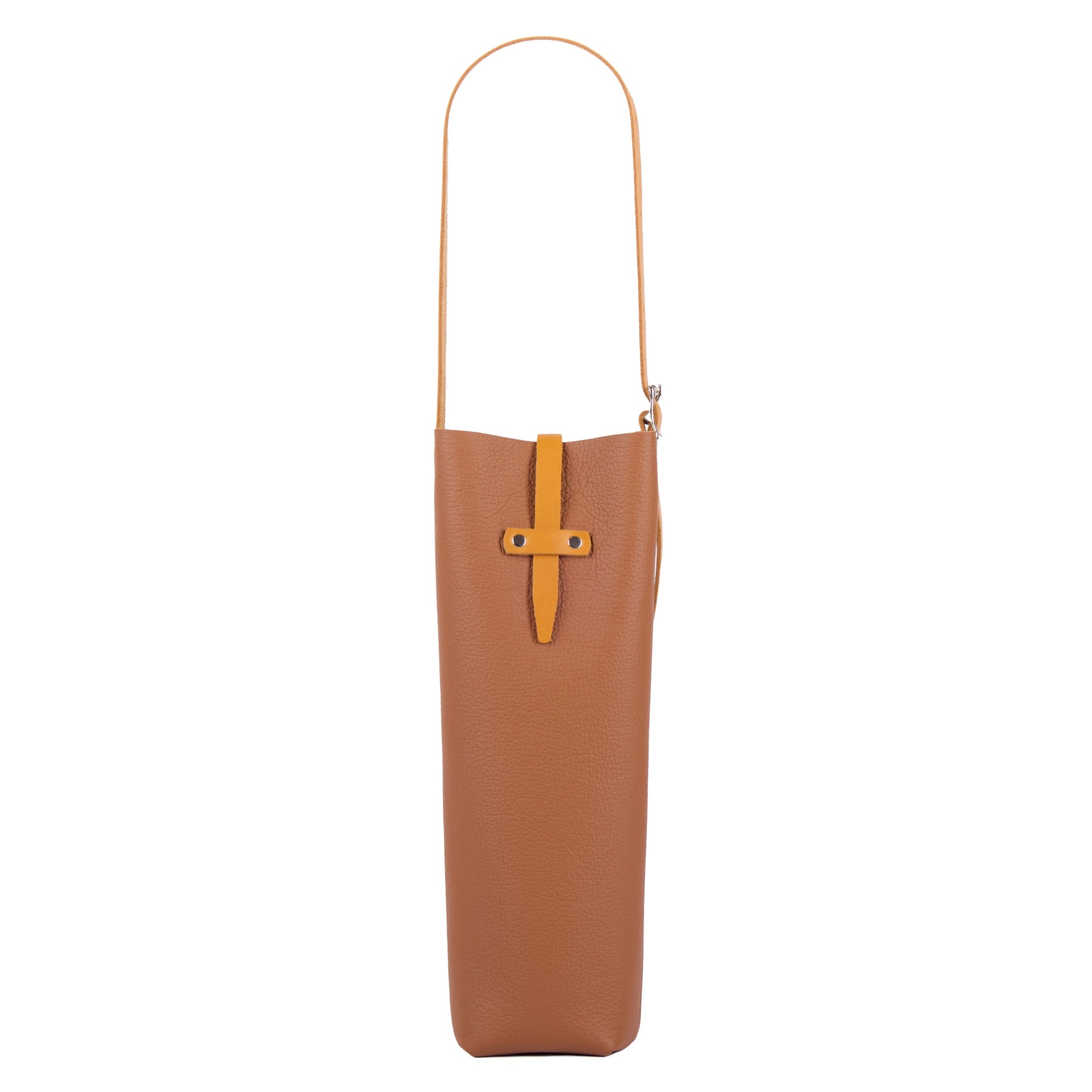 Leather wine bottle carrier bag, Pacific Brandy