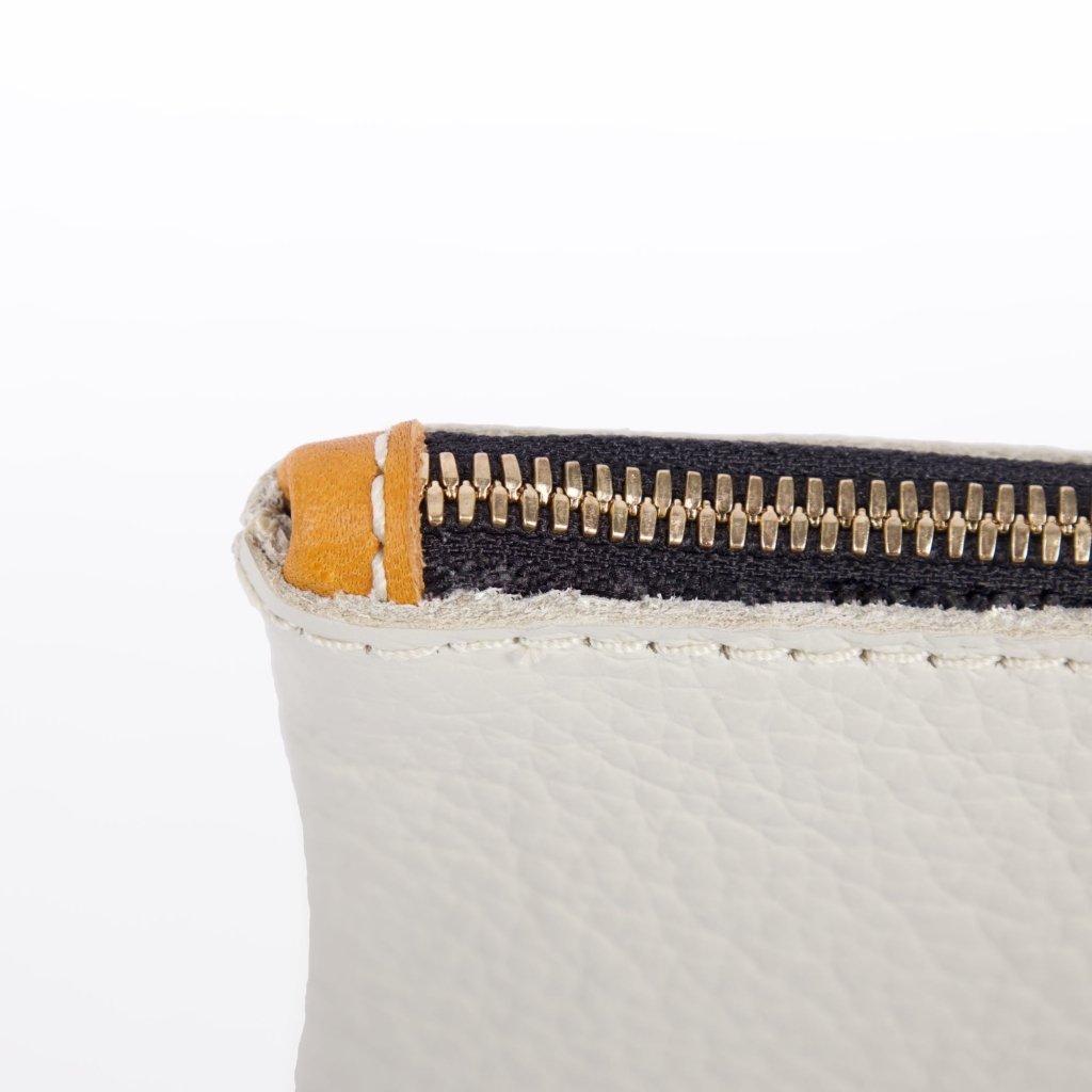 Leather Zipper Pouch, coin purse, wallet, Pacific Fog, detail zipper