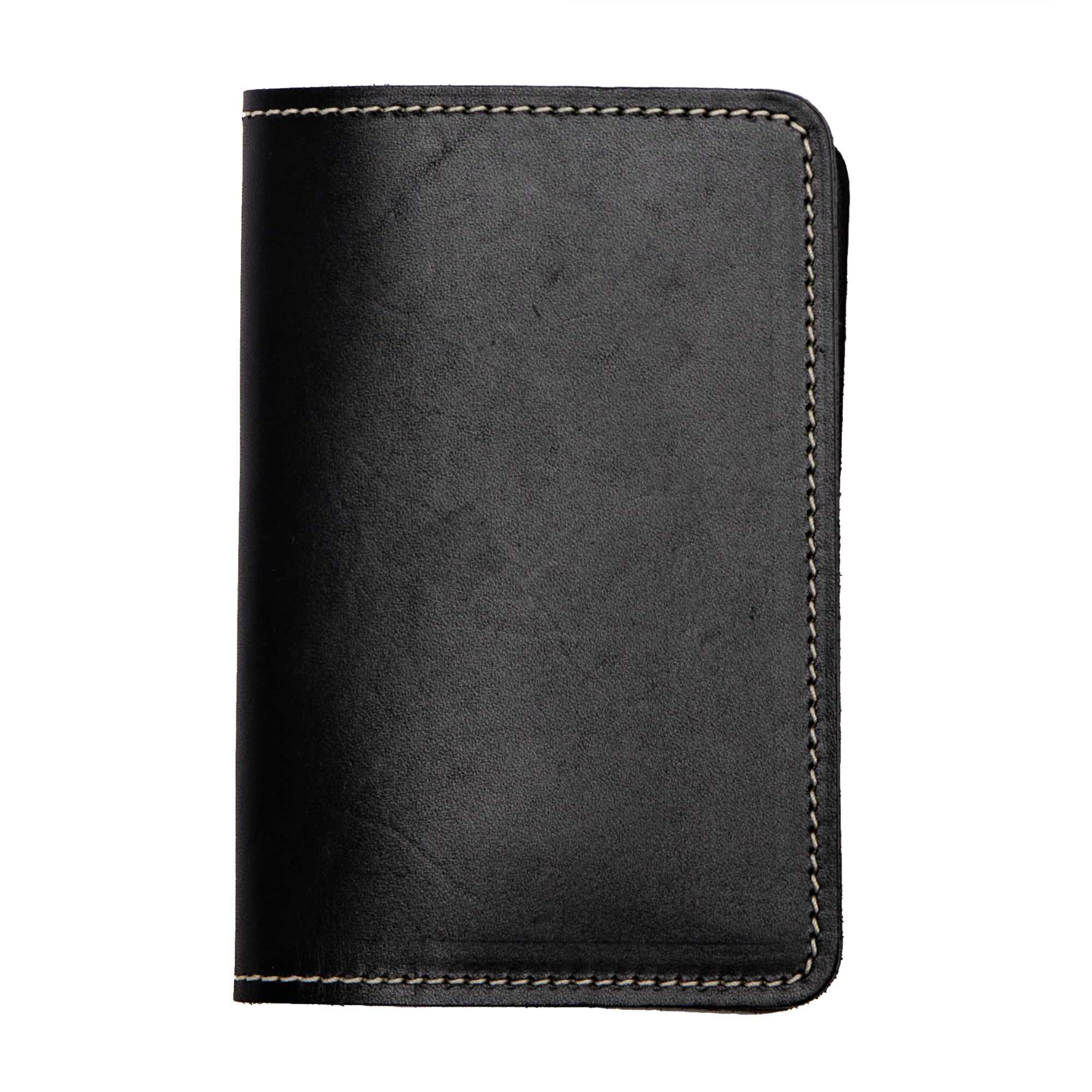 Vintner pocket notebook in black cyclone by sonoma county leather front