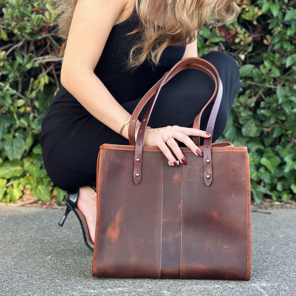 Sonoma Tote, Good Times, Model with black dress